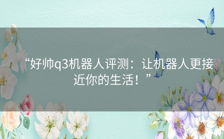 “好帅q3机器人评测：让机器人更接近你的生活！”