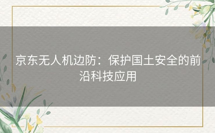 京东无人机边防：保护国土安全的前沿科技应用