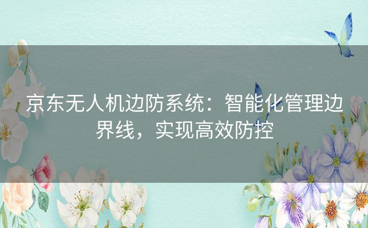 京东无人机边防系统：智能化管理边界线，实现高效防控