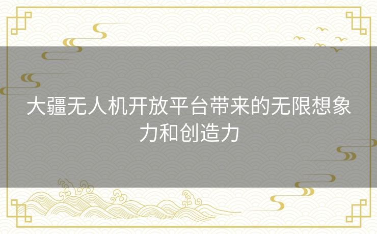 大疆无人机开放平台带来的无限想象力和创造力