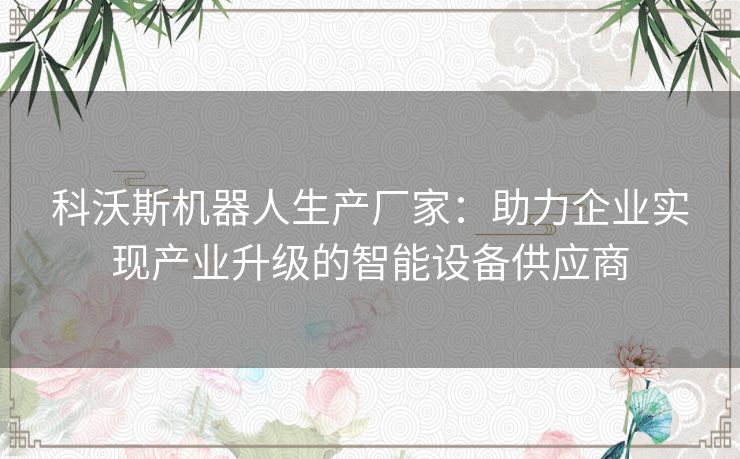 科沃斯机器人生产厂家：助力企业实现产业升级的智能设备供应商