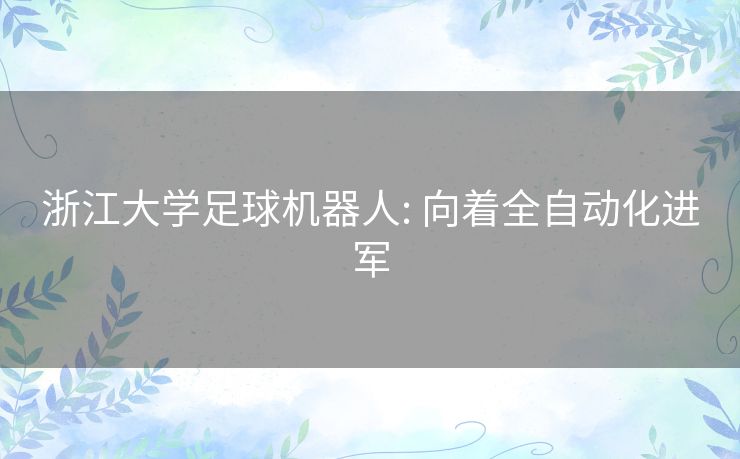 浙江大学足球机器人: 向着全自动化进军