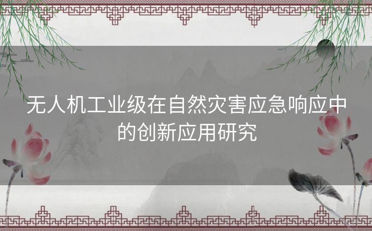 无人机工业级在自然灾害应急响应中的创新应用研究