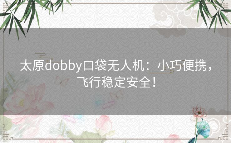 太原dobby口袋无人机：小巧便携，飞行稳定安全！