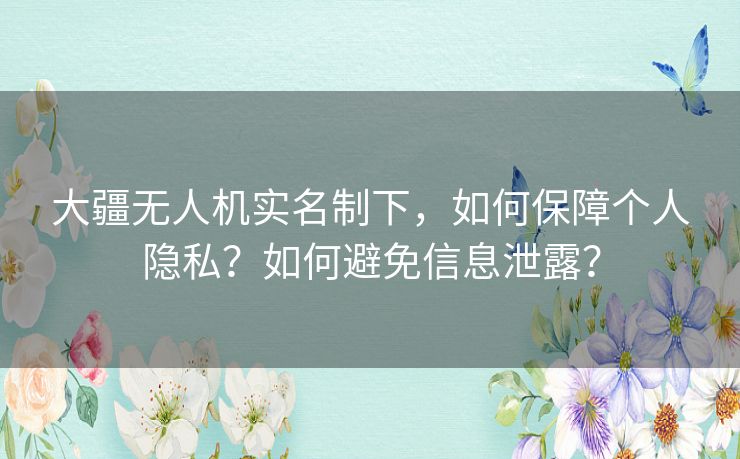 大疆无人机实名制下，如何保障个人隐私？如何避免信息泄露？