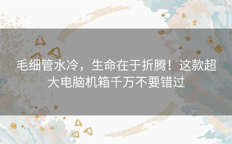 毛细管水冷，生命在于折腾！这款超大电脑机箱千万不要错过