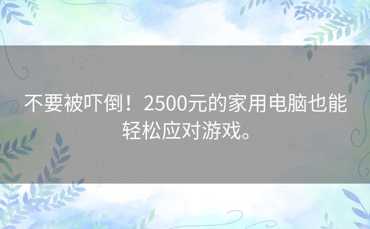 不要被吓倒！2500元的家用电脑也能轻松应对游戏。