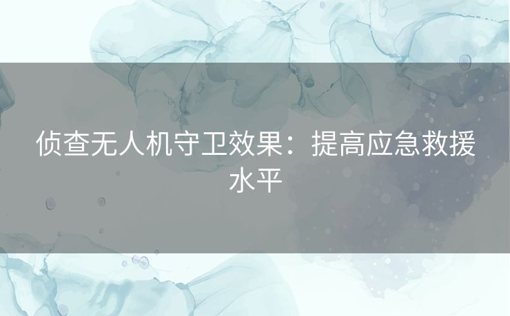 侦查无人机守卫效果：提高应急救援水平