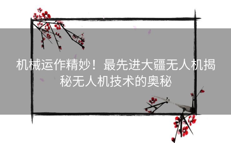 机械运作精妙！最先进大疆无人机揭秘无人机技术的奥秘