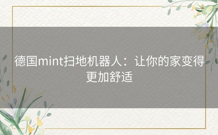 德国mint扫地机器人：让你的家变得更加舒适