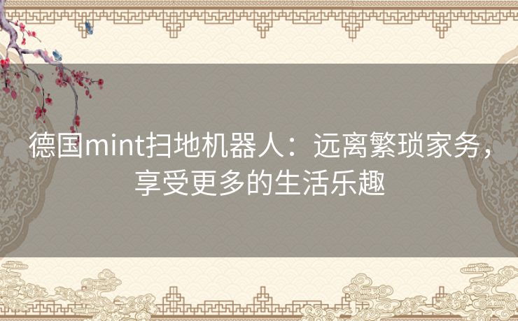 德国mint扫地机器人：远离繁琐家务，享受更多的生活乐趣