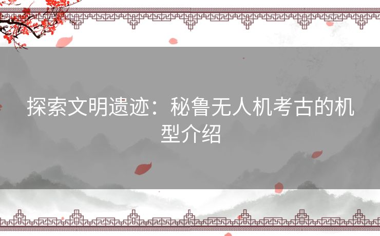 探索文明遗迹：秘鲁无人机考古的机型介绍