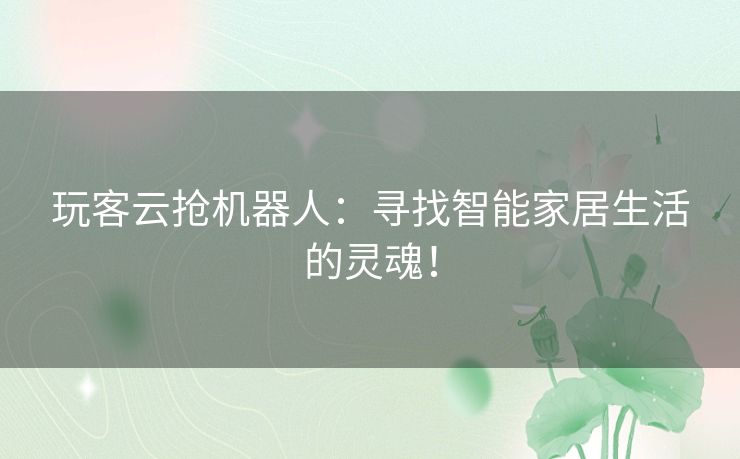 玩客云抢机器人：寻找智能家居生活的灵魂！