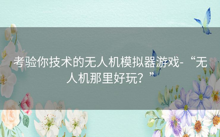 考验你技术的无人机模拟器游戏-“无人机那里好玩？”