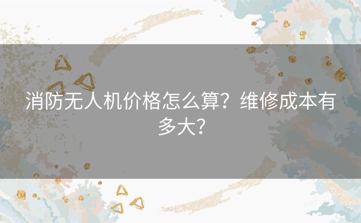 消防无人机价格怎么算？维修成本有多大？