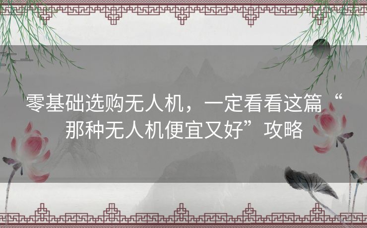 零基础选购无人机，一定看看这篇“那种无人机便宜又好”攻略