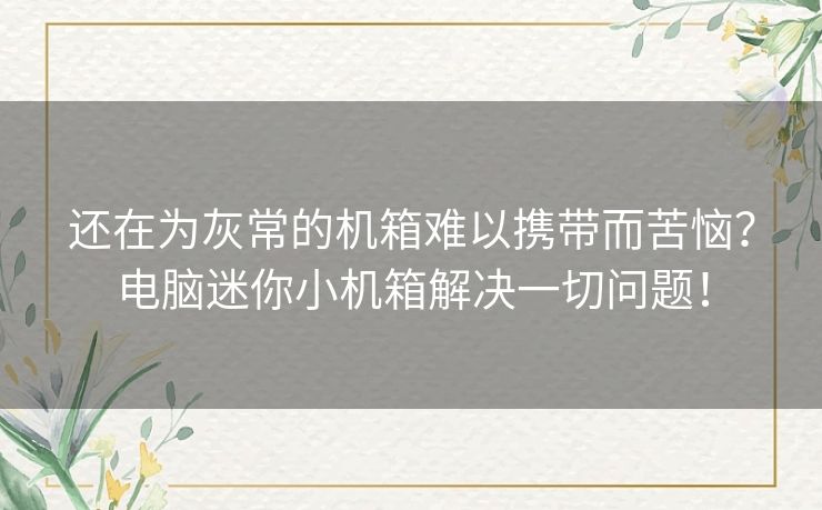 还在为灰常的机箱难以携带而苦恼？电脑迷你小机箱解决一切问题！