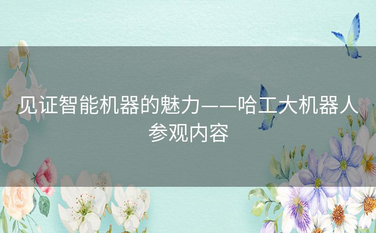 见证智能机器的魅力——哈工大机器人参观内容