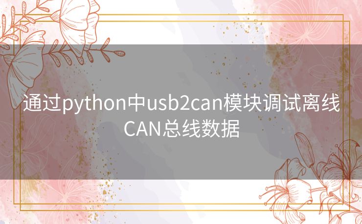 通过python中usb2can模块调试离线CAN总线数据