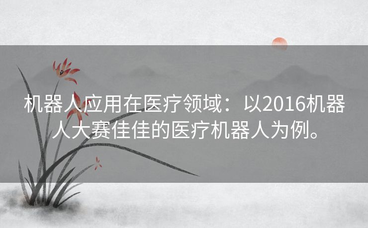 机器人应用在医疗领域：以2016机器人大赛佳佳的医疗机器人为例。