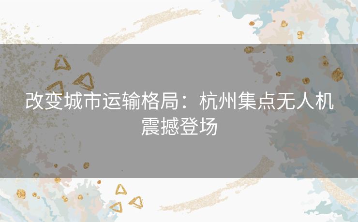 改变城市运输格局：杭州集点无人机震撼登场