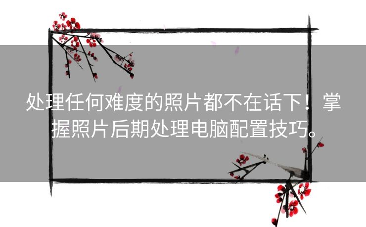 处理任何难度的照片都不在话下！掌握照片后期处理电脑配置技巧。