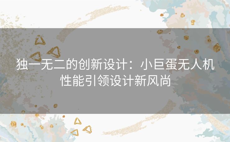 独一无二的创新设计：小巨蛋无人机性能引领设计新风尚