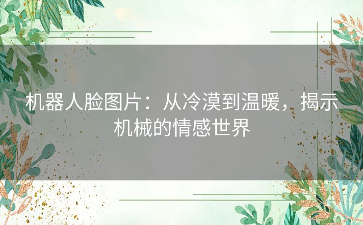 机器人脸图片：从冷漠到温暖，揭示机械的情感世界