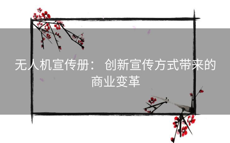 无人机宣传册： 创新宣传方式带来的商业变革