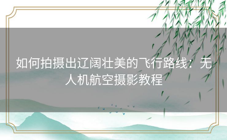 如何拍摄出辽阔壮美的飞行路线：无人机航空摄影教程