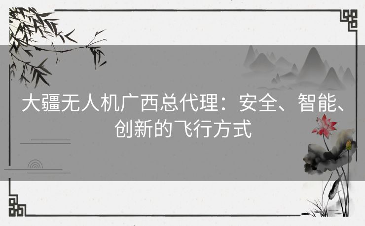 大疆无人机广西总代理：安全、智能、创新的飞行方式