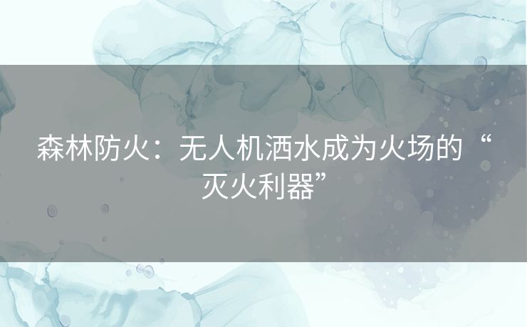 森林防火：无人机洒水成为火场的“灭火利器”