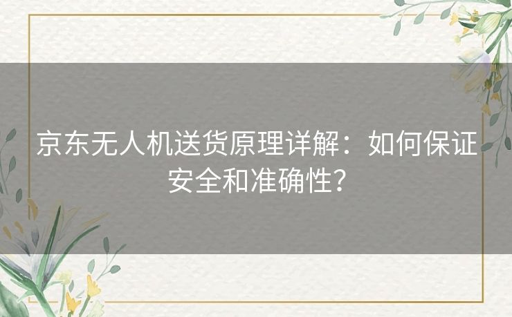 京东无人机送货原理详解：如何保证安全和准确性？