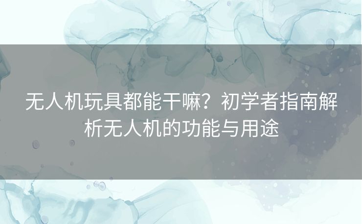 无人机玩具都能干嘛？初学者指南解析无人机的功能与用途