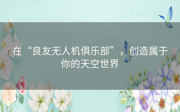 在“良友无人机俱乐部”，创造属于你的天空世界