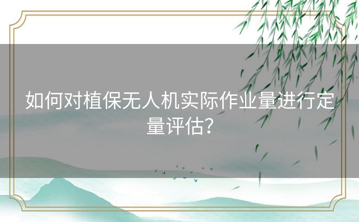 如何对植保无人机实际作业量进行定量评估？