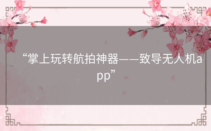 “掌上玩转航拍神器——致导无人机app”