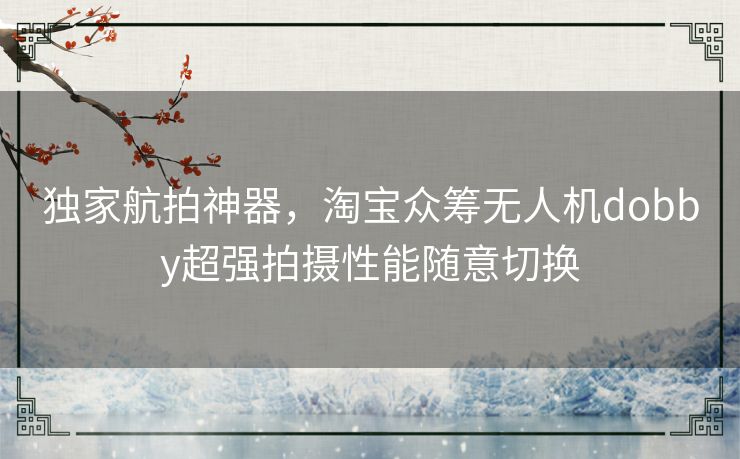 独家航拍神器，淘宝众筹无人机dobby超强拍摄性能随意切换