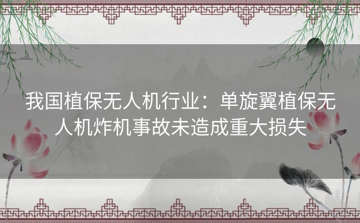 我国植保无人机行业：单旋翼植保无人机炸机事故未造成重大损失