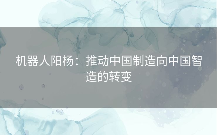 机器人阳杨：推动中国制造向中国智造的转变