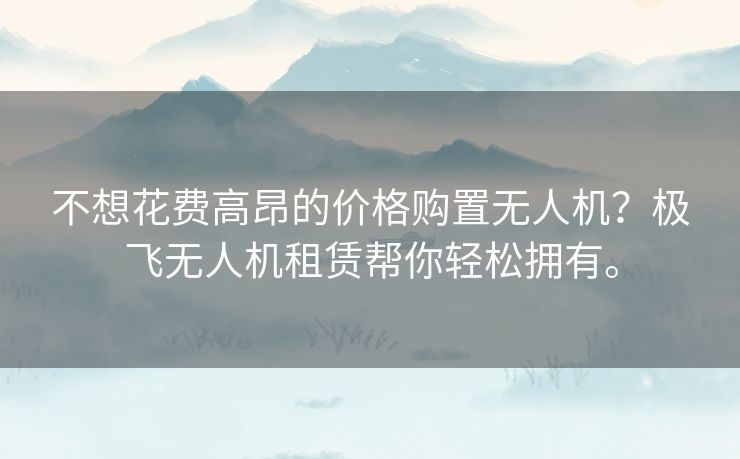 不想花费高昂的价格购置无人机？极飞无人机租赁帮你轻松拥有。