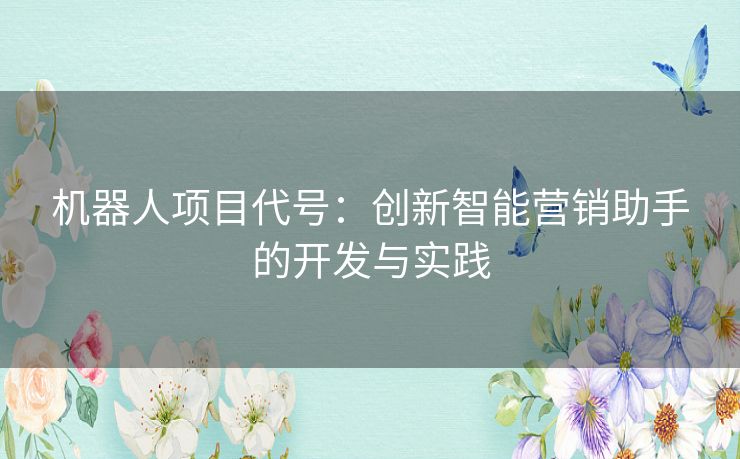 机器人项目代号：创新智能营销助手的开发与实践