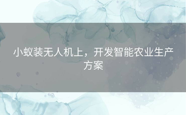 小蚁装无人机上，开发智能农业生产方案