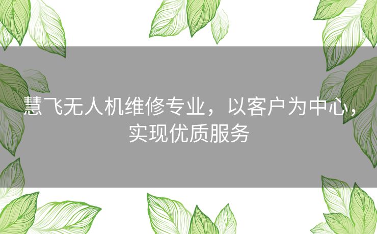 慧飞无人机维修专业，以客户为中心，实现优质服务