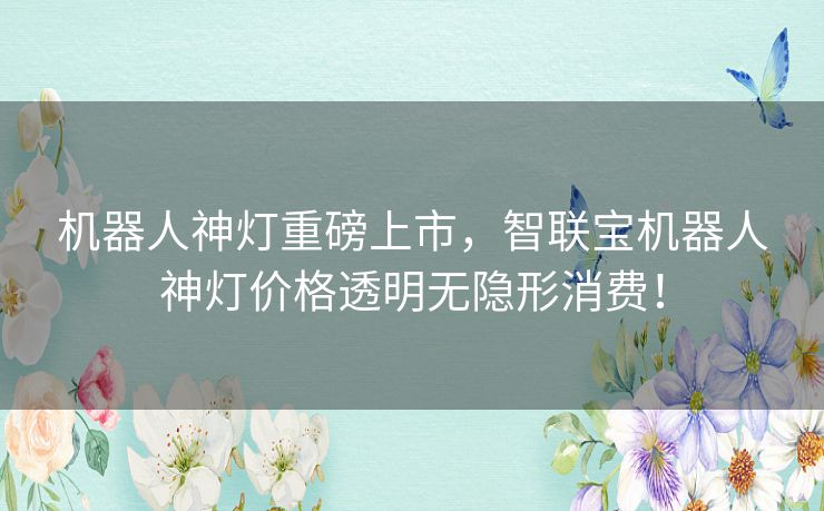 机器人神灯重磅上市，智联宝机器人神灯价格透明无隐形消费！