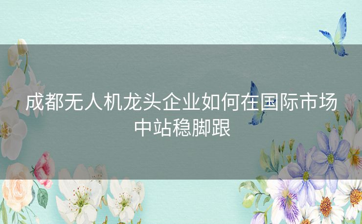 成都无人机龙头企业如何在国际市场中站稳脚跟