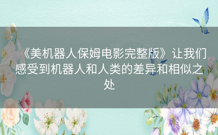 《美机器人保姆电影完整版》让我们感受到机器人和人类的差异和相似之处