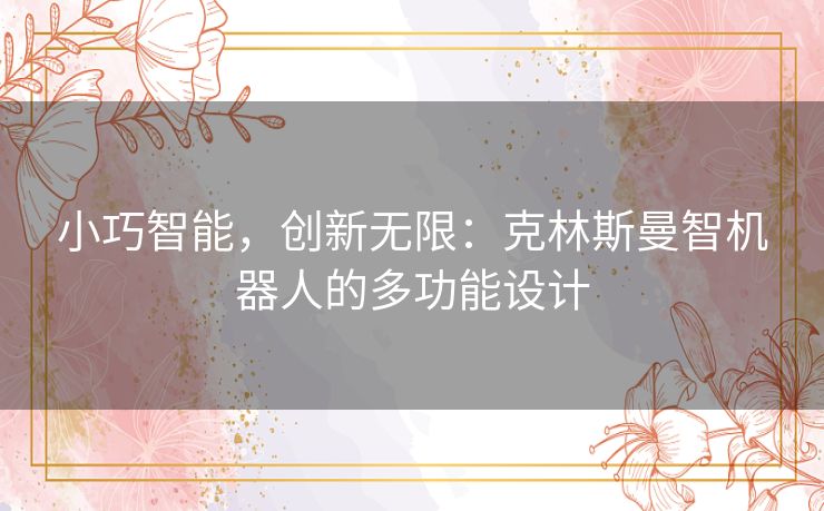 小巧智能，创新无限：克林斯曼智机器人的多功能设计