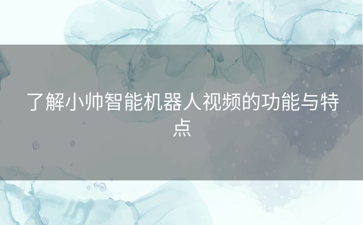 了解小帅智能机器人视频的功能与特点