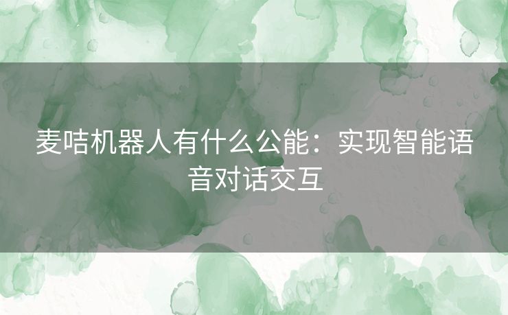 麦咭机器人有什么公能：实现智能语音对话交互